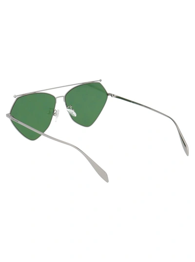 Shop Alexander Mcqueen Eyewear Pilot Frame Sunglasses In Silver