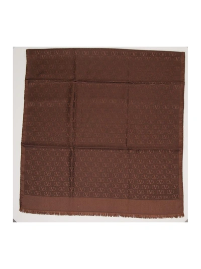 Shop Valentino Vlogo Jacquard Scarf In Brown