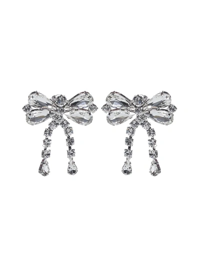 Shop Alessandra Rich Crystal Bow Clip In Silver