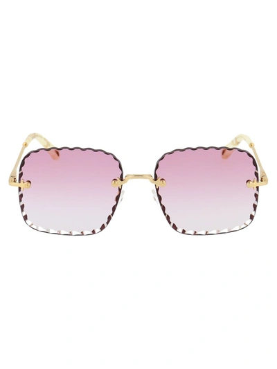 Shop Chloé Eyewear Square Frame Sunglasses In Gold