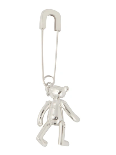 Shop Ambush Teddy Bear Safety Pin Single Earring In Silver