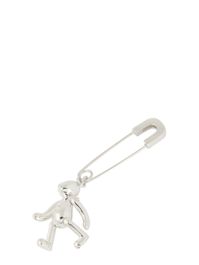 Shop Ambush Teddy Bear Safety Pin Single Earring In Silver