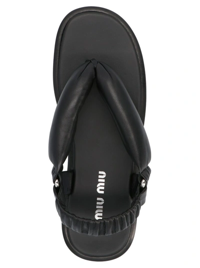 Shop Miu Miu Platform Thong Sandals In Black
