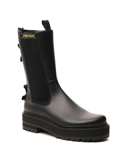 Shop Fendi Promenades Biker Boots In Black