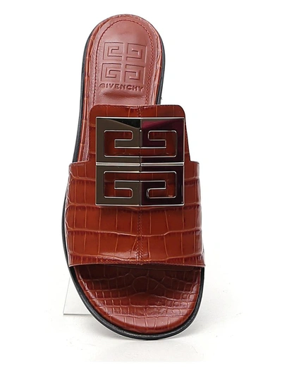 Shop Givenchy 4g Logo Plaque Sandals In Brown
