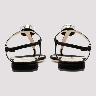 Shop Miu Miu Crystal Embellished Thong Sandals In Black