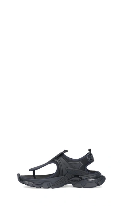 Shop Balenciaga Track Thong Sandals In Black