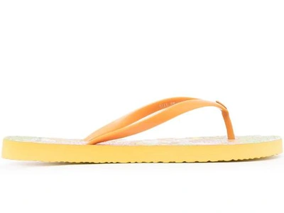 Shop Tory Burch Floral Printed Flip Flops In Yellow