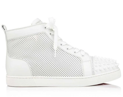 Shop Christian Louboutin Lou Spikes Sneakers In White
