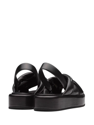 Shop Prada Tubular Strap Platform Sandals In Black