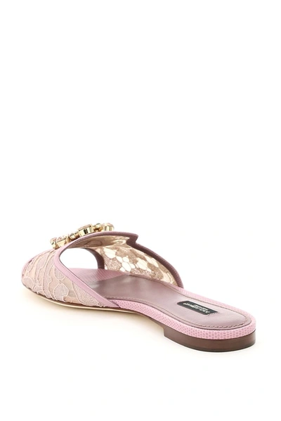 Shop Dolce & Gabbana Bianca Lace Detailed Sandals In Pink