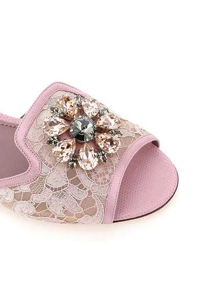 Shop Dolce & Gabbana Bianca Lace Detailed Sandals In Pink