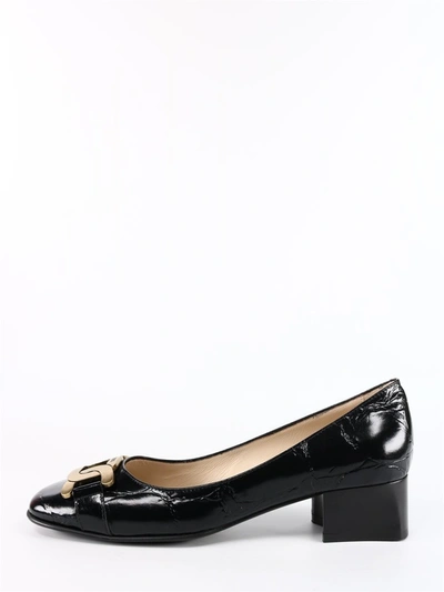 Shop Tod's Chain Embossed Pumps In Black