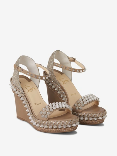 Lata 110 Spiked Leather Espadrille Wedge Sandals In Tan