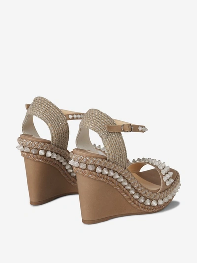 Lata 110 Spiked Leather Espadrille Wedge Sandals In Tan