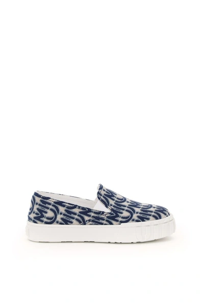 Shop Miu Miu Logo Jacquard Sneakers In Multi