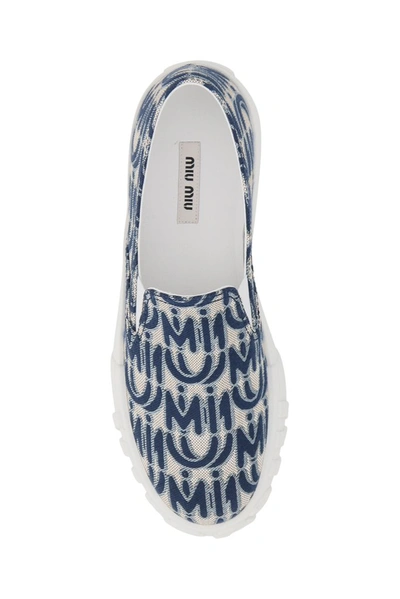 Shop Miu Miu Logo Jacquard Sneakers In Multi