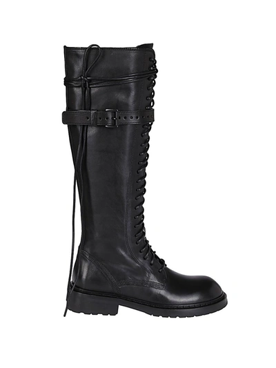 Shop Ann Demeulemeester High Combat Boots In Black