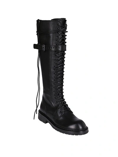 Shop Ann Demeulemeester High Combat Boots In Black