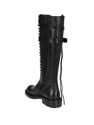 Shop Ann Demeulemeester High Combat Boots In Black