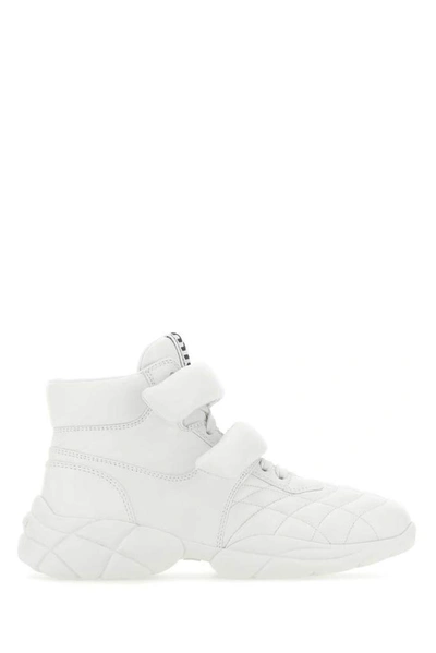 Shop Miu Miu Touch Strap High Top Sneakers In White