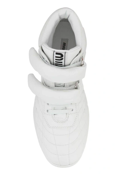 Shop Miu Miu Touch Strap High Top Sneakers In White