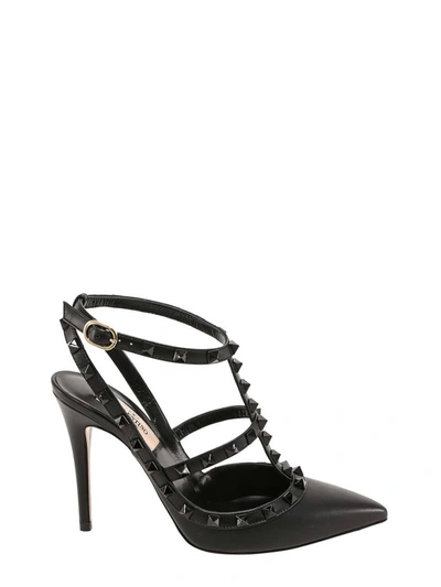 Shop Valentino Garavani Rockstud Ankle Strap Pumps In Black