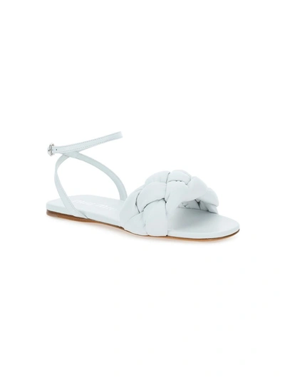 Shop Miu Miu Braided Ankle Strap Sandals In White
