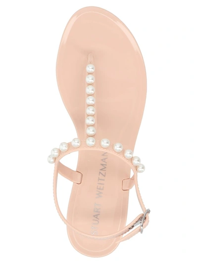 Shop Stuart Weitzman Goldie Jelly Embellished Flat Sandals In Pink