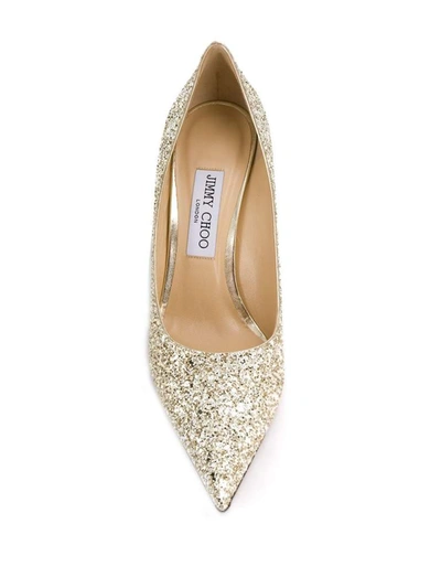 Shop Jimmy Choo Love 85 Glitter Pumps In Gold