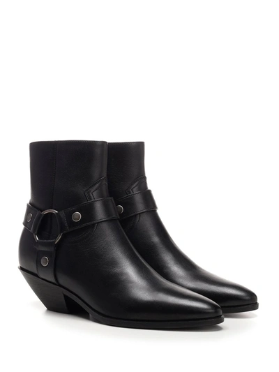 Shop Saint Laurent West Harness Boots In Black