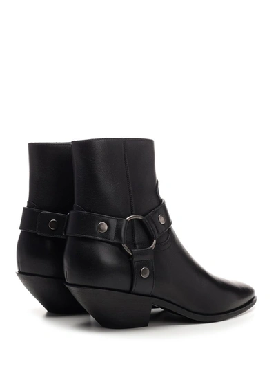 Shop Saint Laurent West Harness Boots In Black