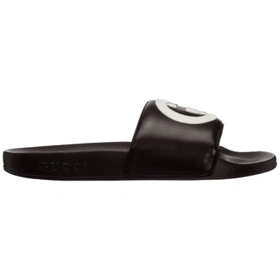 Shop Gucci Interlocking G Slides In Black