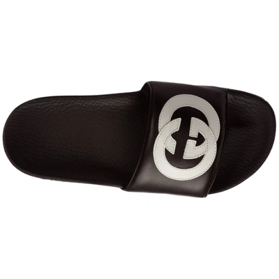 Shop Gucci Interlocking G Slides In Black