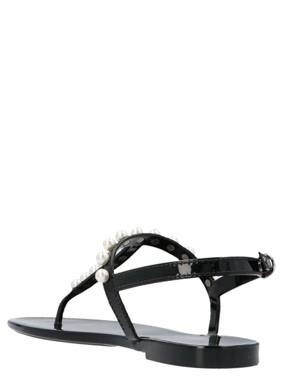 Shop Stuart Weitzman Goldie Jelly Embellished Flat Sandals In Black