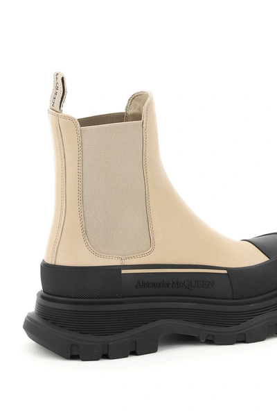 Shop Alexander Mcqueen Tread Slick Chelsea Boots In Beige