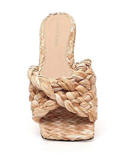 Shop Bottega Veneta Stretch Flat Sandals In Beige