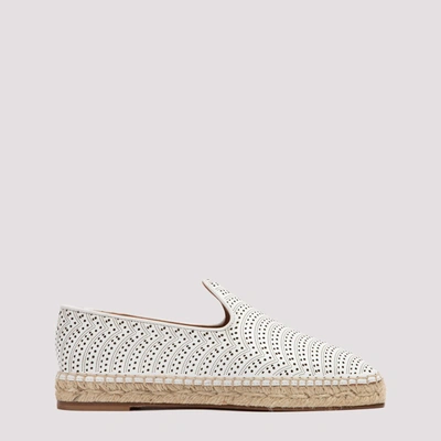 Shop Alaïa Openwork Flat Espadrilles In White