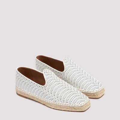 Shop Alaïa Openwork Flat Espadrilles In White