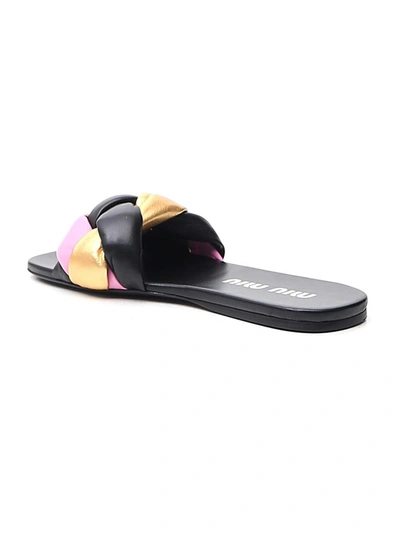 Shop Miu Miu Braided Strap Flat Sandals In Multi