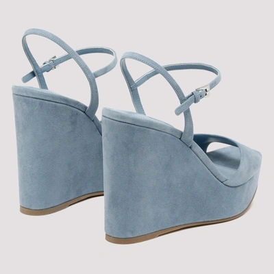 Shop Prada Platform Wedged Sandals In Blue