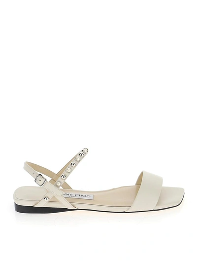 Shop Jimmy Choo Aadra Flat Sandals In White