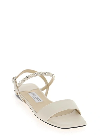 Shop Jimmy Choo Aadra Flat Sandals In White