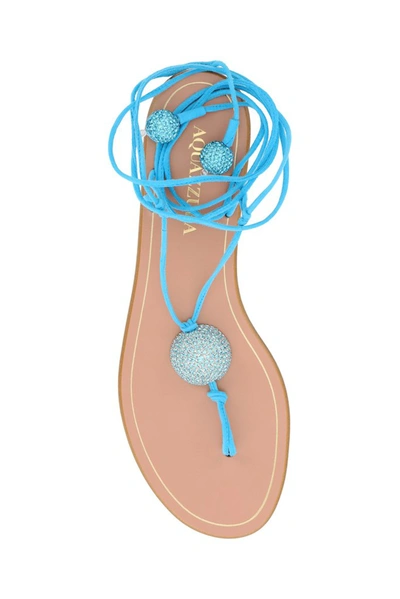 Shop Aquazzura Jackie Flat Lace In Blue