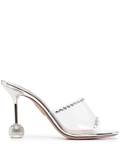 Shop Aquazzura Secrets Crystal Embellished Sandals In Silver
