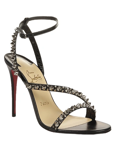 Shop Christian Louboutin Mafaldina Spikes 100 Sandals In Black