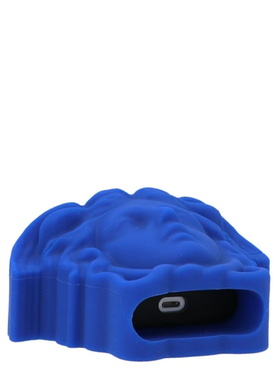 Shop Versace Medusa Airpods Case In Blue