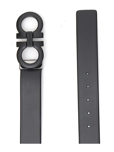 Shop Ferragamo Salvatore  Gancini Adjustable Belt In Black