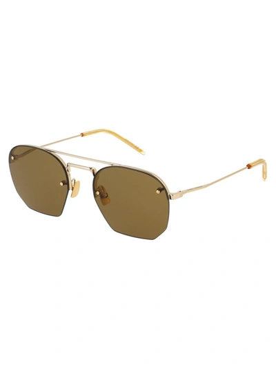 Shop Saint Laurent Eyewear Sl 422 Sunglasses In Gold