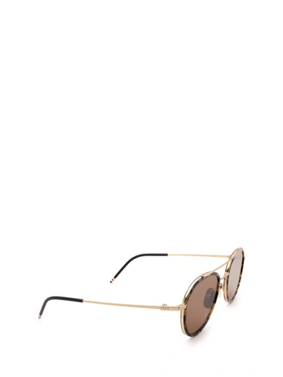 Shop Thom Browne Eyewear Aviator Sunglasses In Gold